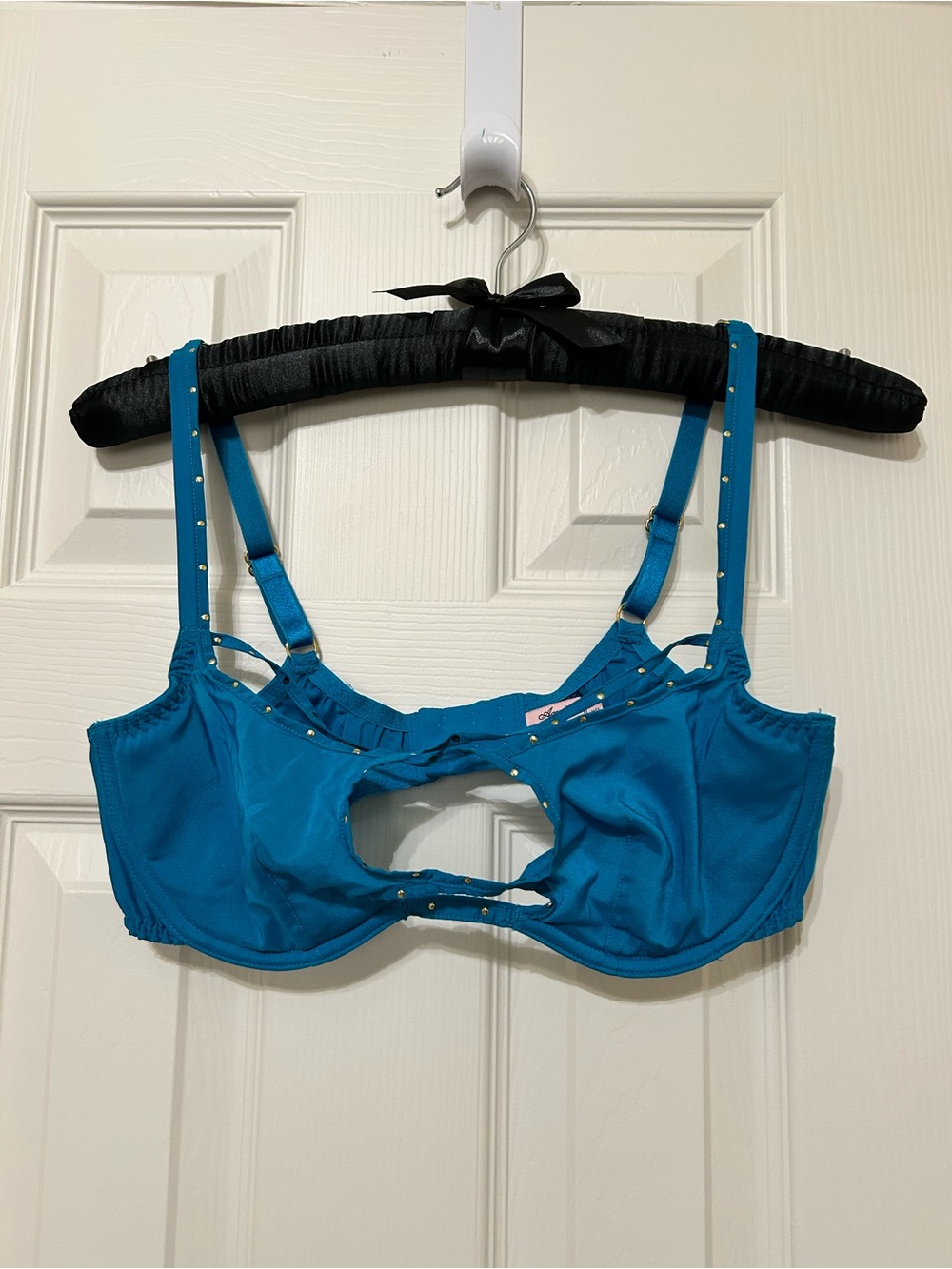 Agent Provocateur Liza Turquoise Cutout Bra with Stud Accents 36C NEW NEVER WORN